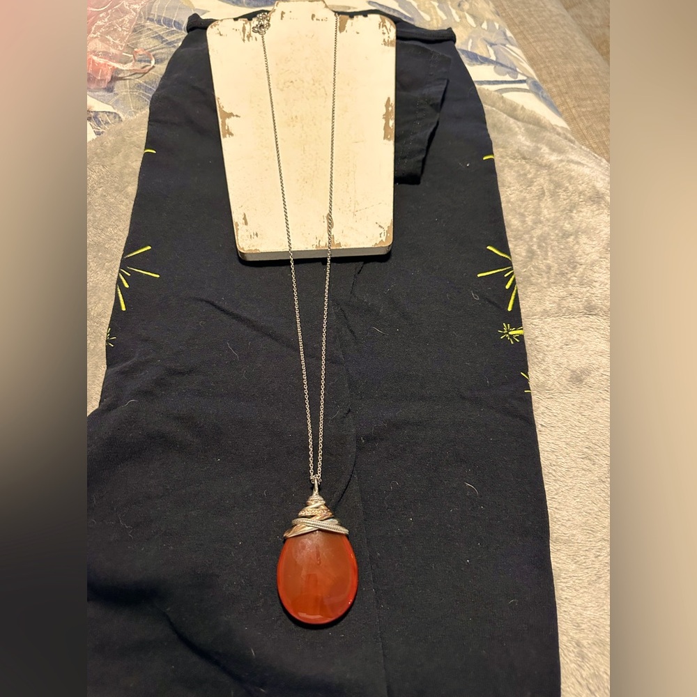 36 inch Brighton necklace huge brown stone